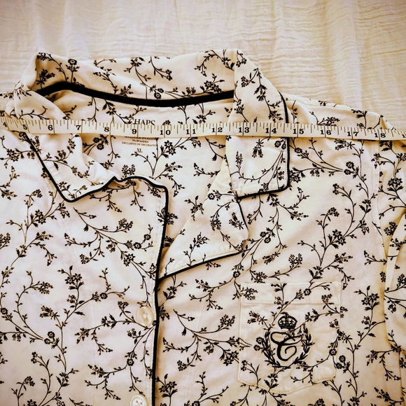 Black & White Floral Charter Club Cotton Blend Pajamas Monogram C Two Piece XL - Picture 6 of 16